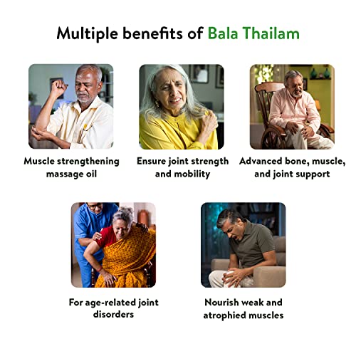 Kerala Ayurveda Bala Thailam 450ml | Muscle and Bone Strengthening Abhyanga Oil | Age Related Joint Issues| For Healthy Joints & Muscles | With Bala, Guduchi, Rasna, Tila, Manjishta, Ikshurasa, Curd, Milk, and Sesame Oil